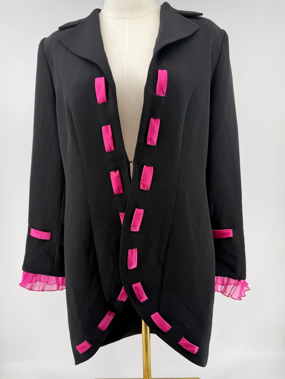 1980’s Colorblock Avant Garde Ruffle Ribbon Moshita Couture Vintage Blazer